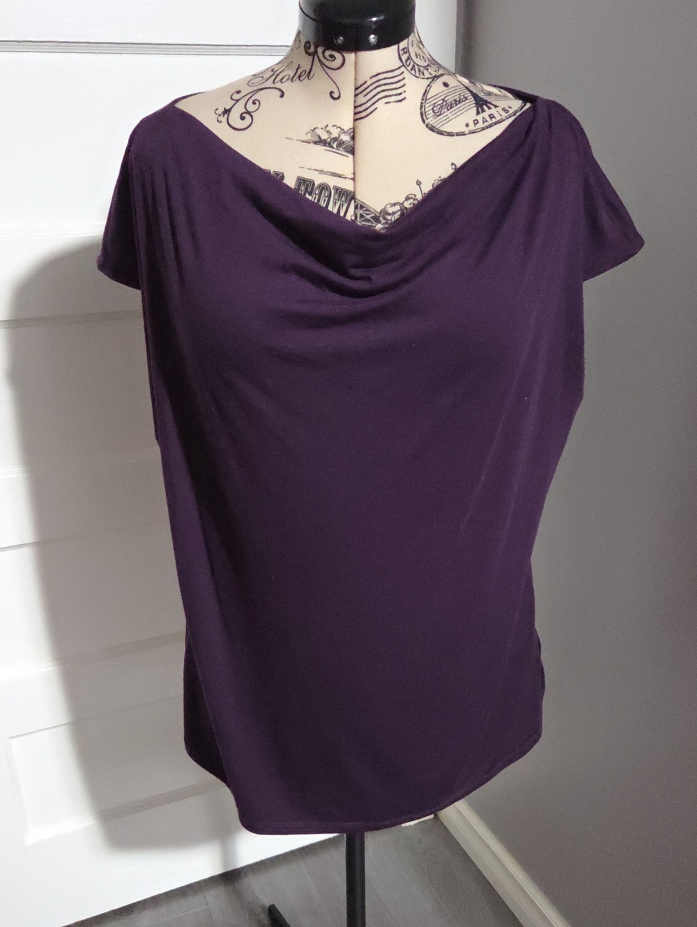 Ricki's Draped Cowl Neck Blouse in Plum